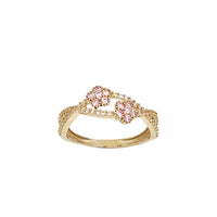 Entwined Zirconia Accent Flower Duo Ring (14K)