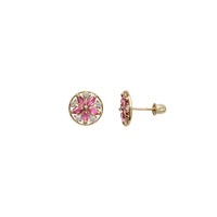 Cubic Zirconia Flower Stud Earrings (14K)