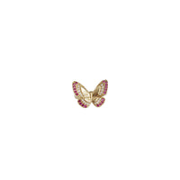 Pink /Green / Dark Pink Butterfly Zirconia Ring (14K) .