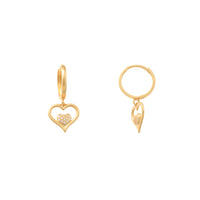 Huggie Icy Dangle Heart Earrings (14K)