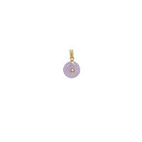 Gold Bead Bezel Purple Jade Pi Disc Pendant (14K)
