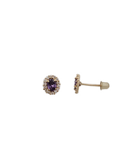 Oval Cubic Zirconia Stud Earrings (14K)