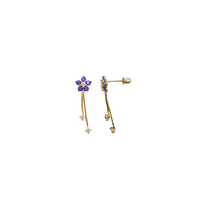 Cubic Zirconia Flower Stud Earrings (14K)