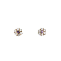 Zirconia Flower Stud Earrings (14K)
