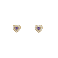 Zirconia Heart Bezel Stud Earrings (14K)