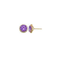 Round Shaped Cubic Zirconia Stud Earrings (14K)