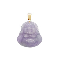 Purple Jade Laughing Buddha Pendant (14K)