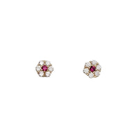 Zirconia Flower Stud Earrings (14K)