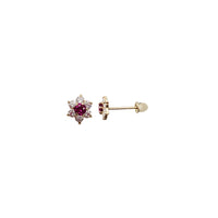 Cubic Zirconia Flower Stud Earring (14K)
