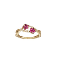 Entwined Zirconia Accent Flower Duo Ring (14K)