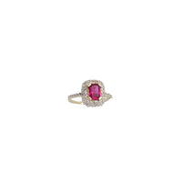Emerald-Cut Red Stone Ring (14K)