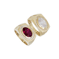 Square Color Stone Ring (14K).