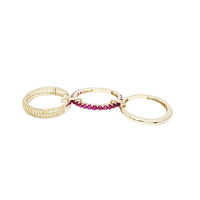 Zirconia Connected 3-Piece Stack Ring (14K)
