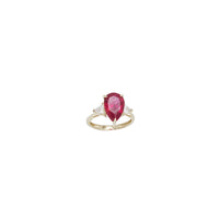 Red CZ Teardrop Ring (14K)