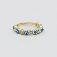 Cubic Zirconia Enamel Evil Eye Ring (14K)