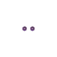 4 mm Natural Round Amethyst Stud Earrings (Silver) front - Popular Jewelry - New York