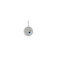 Blue Sapphire and White Diamond Capricorn Medallion Pendant (Silver) front - Popular Jewelry - New York