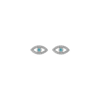Blue Zircon and White Sapphire Evil Eye Stud Earrings (Silver) front - Popular Jewelry- New York