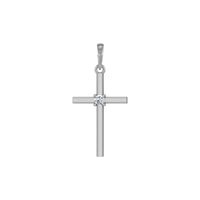 Diamond Center Cross Pendant (Silver) front - Popular Jewelry - New York
