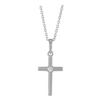 Diamond Center Cross Pendant (Silver) preview - Popular Jewelry - New York