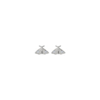 Diamond Moth Insect Stud Earrings (Silver) front - Popular Jewelry - New York