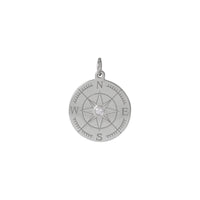 Diamond Voyager Compass Pendant (Silver) front - Popular Jewelry - New York