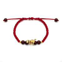 Golden Snake Beaded Red String Bracelet (Silver)