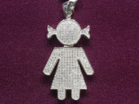 Iced-Out Girl / Female CZ Pendant (Silver)