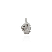 Iced Out Lion Profile CZ Pendant (Silver) front - Popular Jewelry - New York