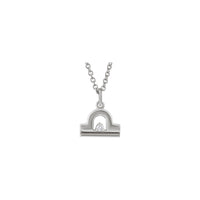 Libra Zodiac Sign Diamond Necklace (Silver) front - Popular Jewelry - New York