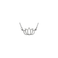 Lotus Flower Outline Necklace (Silver) front - Popular Jewelry - New York