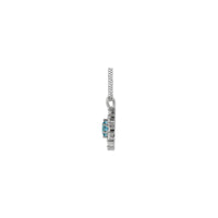 Natural Blue Zircon and Marquise Diamond Halo Necklace (Silver) side- Popular Jewelry - New York