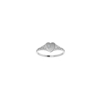 Natural Diamond Dotted Heart Signet Ring (Silver) front - Popular Jewelry - New York