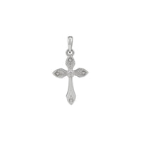 Natural Diamond Grooved Cross Pendant (Silver) front - Popular Jewelry - New York