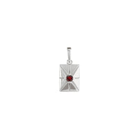 Natural Mozambique Garnet Starburst Rectangular Bar Pendant (Silver) front - Popular Jewelry - New York