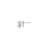 Pink Dinosaur CZ Enamel Stud Earrings (Silver) main - Popular Jewelry - New York