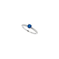 Round Natural Blue Sapphire Solitaire Ring (Silver) diagonal - Popular Jewelry - New York