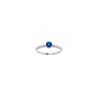 Round Natural Blue Sapphire Solitaire Ring (Silver) front - Popular Jewelry - New York