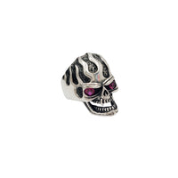 Antique Finish Flaming Skull Ring (Silver)