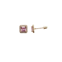 Square Cubic Zirconia Stud Earrings (14K)