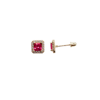 Square Cubic Zirconia Stud Earrings (14K)