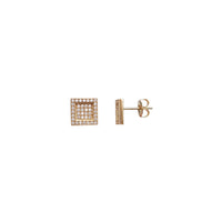 Iced-Out Square Stud Earrings (14K)