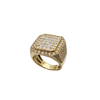 Yellow Gold Iced-Out Square Ring (14K)