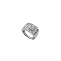 Rectangle Design Cubic Zirconia Ring (Silver)