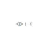 Aquamarine and White Sapphire Evil Eye Stud Earrings (Silver) main - Popular Jewelry - New York