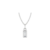 Baguette Diamond Rectangle Bezel Necklace (Silver) front - Popular Jewelry - New York