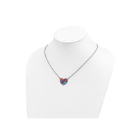 Enameled Autism Puzzle Heart Necklace (Silver) preview - Popular Jewelry - New York