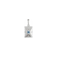 Natural Aquamarine Starburst Rectangular Bar Pendant (Silver) front - Popular Jewelry - New York