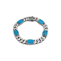 Turquoise Gunmetal Finish Miami Cuban Bracelet (Silver) Popular Jewelry - New York