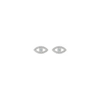 White Sapphire Evil Eye Stud Earrings (Silver) front - Popular Jewelry - New York